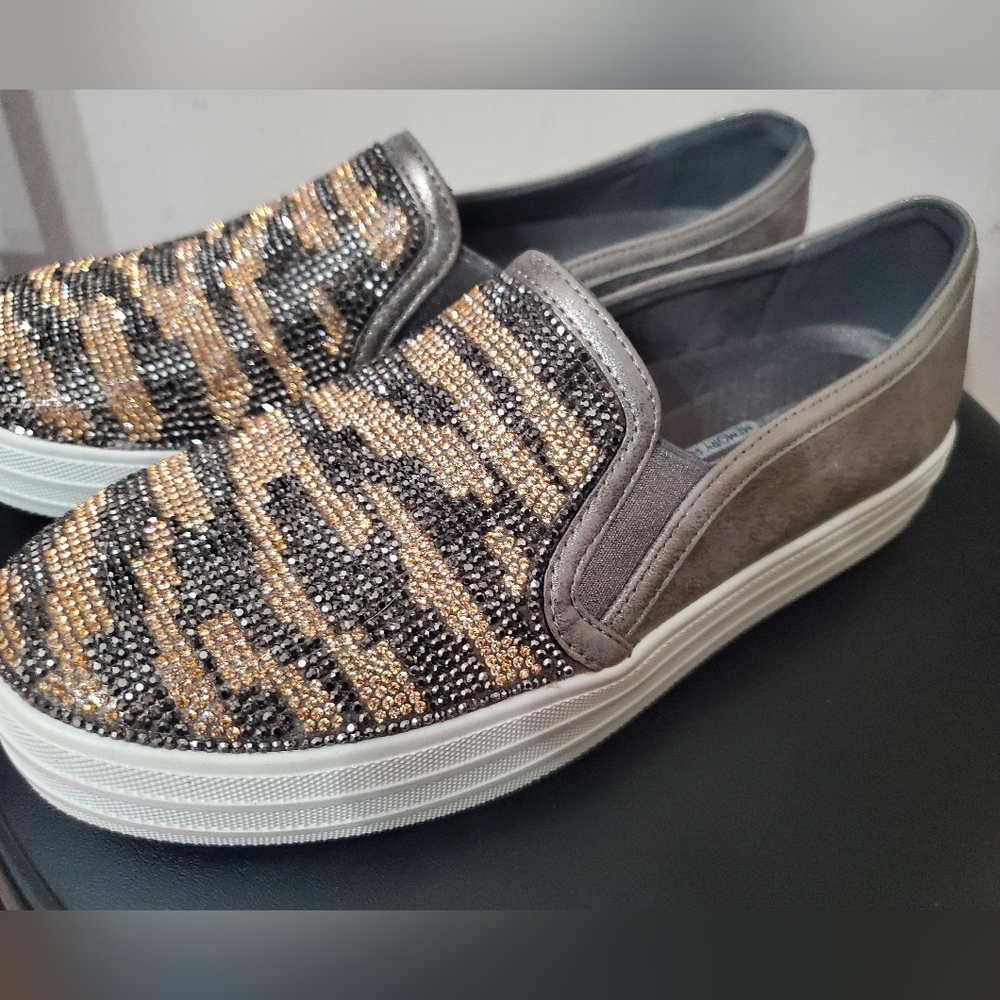Sketchers Street slip on zebra and distressed metallic